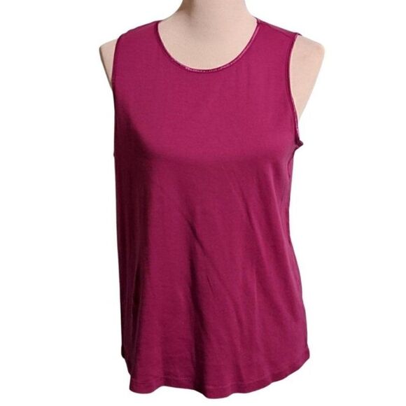 CJ BANKS BEAUTIFUL COLOR FUSCHIA TANK TOP W/SATIN TRIM - X - Picture 1 of 7